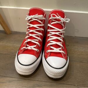 Converse Red High-Top Canvas platform Sneakers